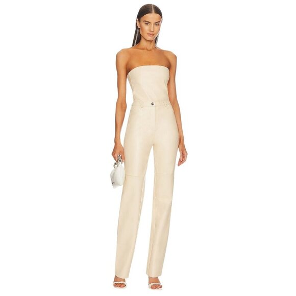 CULTNAKED Vanilla Killa Trousers in Beige Faux Leather Large New Womens Vegan - Picture 1 of 15